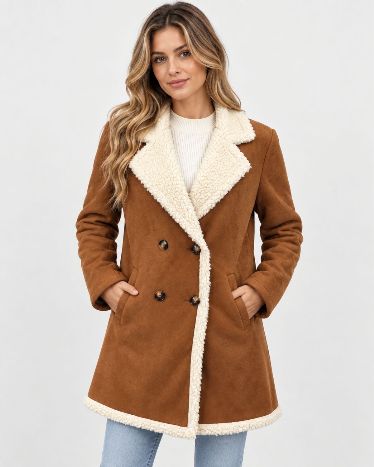 Elara – Warm Suede-Texture Coat