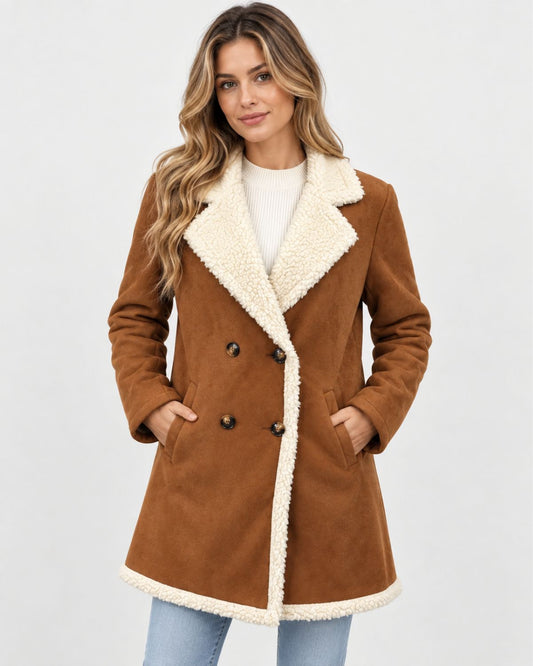 Elara – Warm Suede-Texture Coat