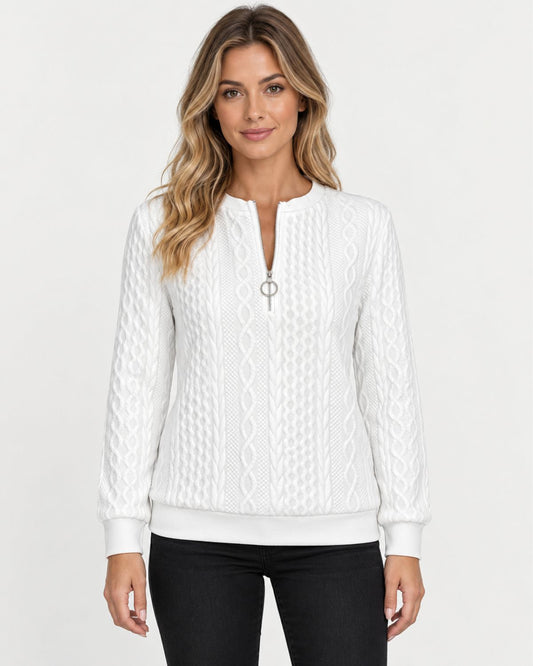 Sophie – Textured Quarter-Zip Jumper