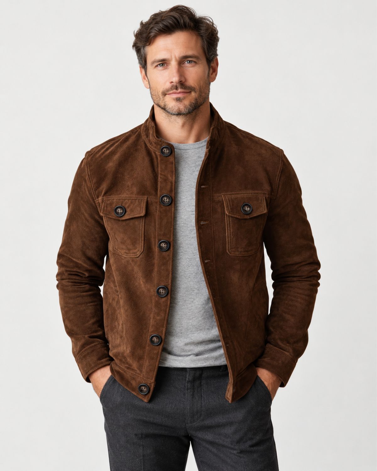 Callum – Faux Suede Stand-Collar Jacket