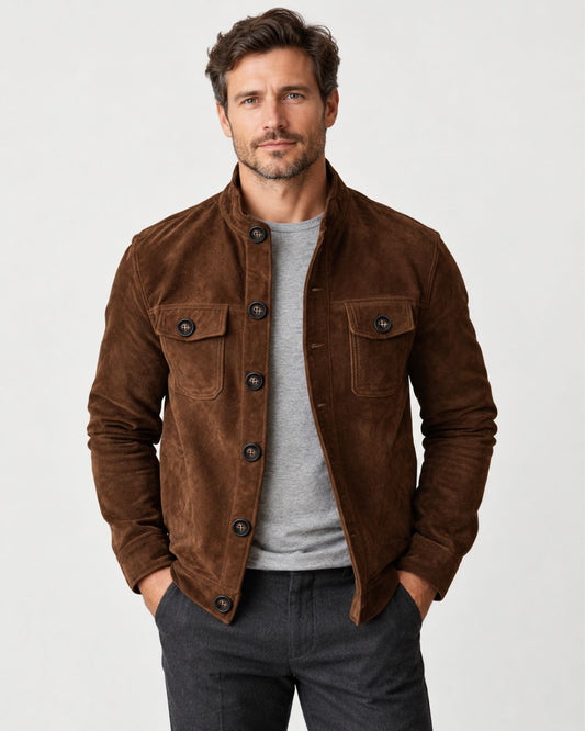 Callum – Faux Suede Stand-Collar Jacket