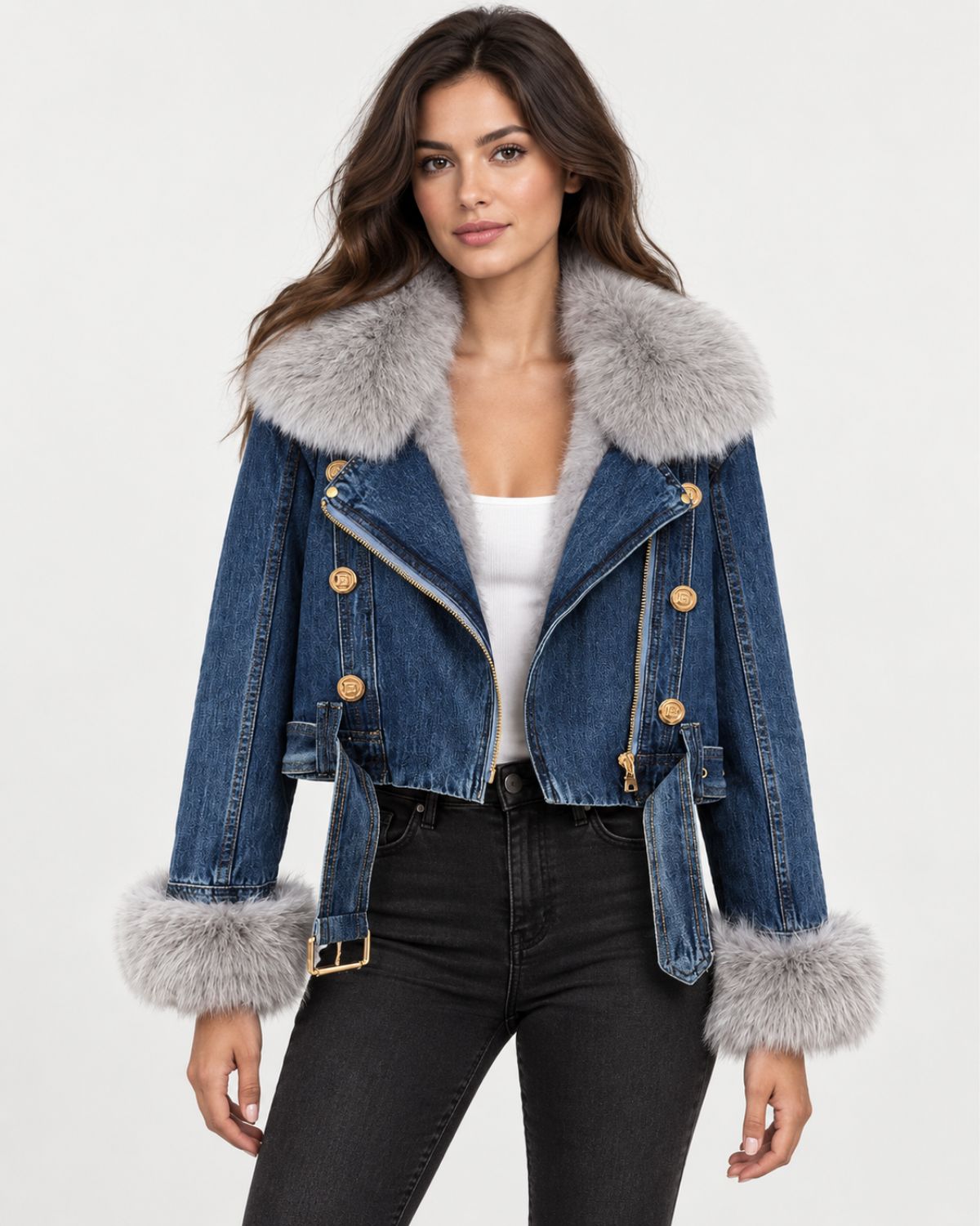 Odette – Fur-Trim Denim Jacket