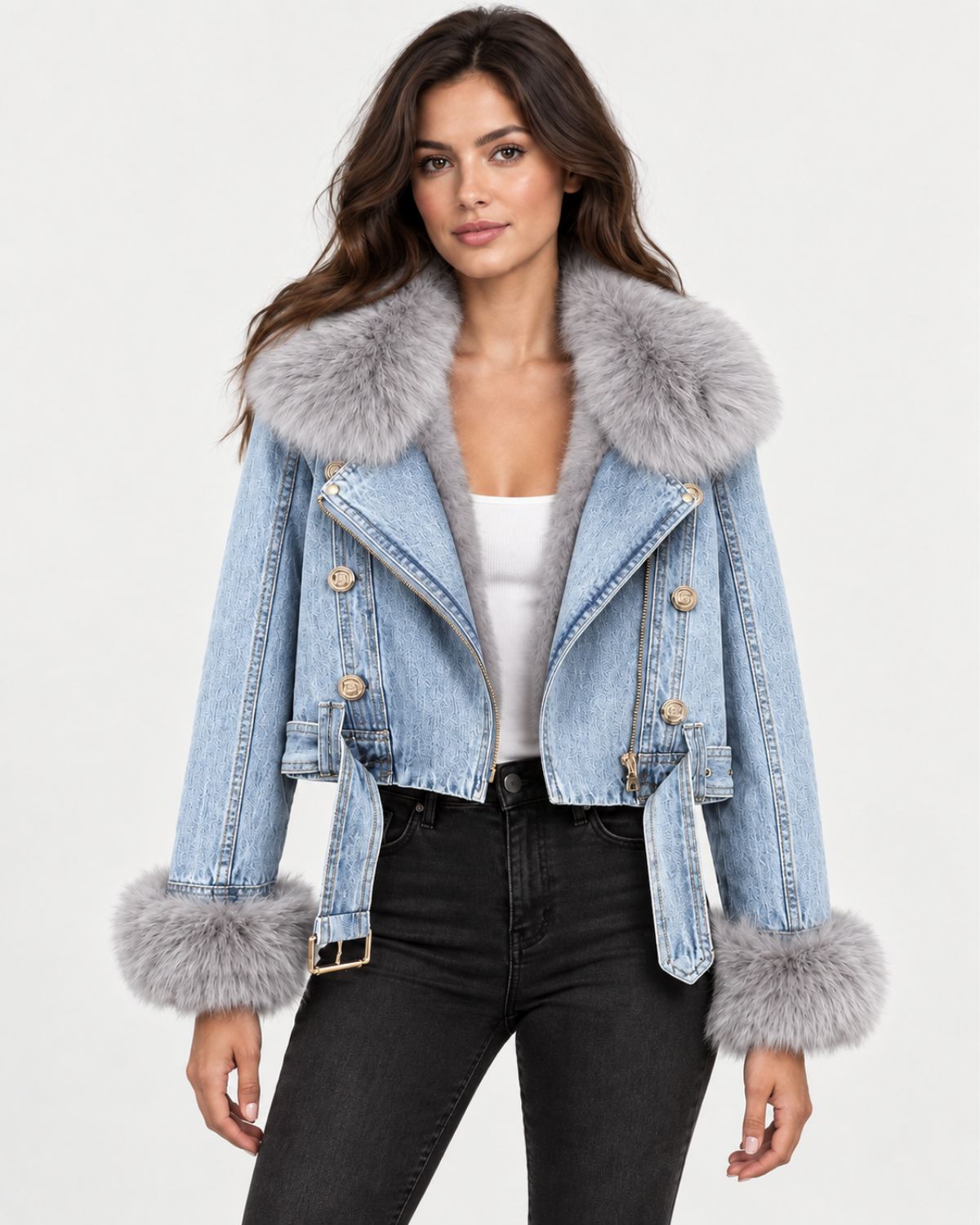 Odette – Fur-Trim Denim Jacket
