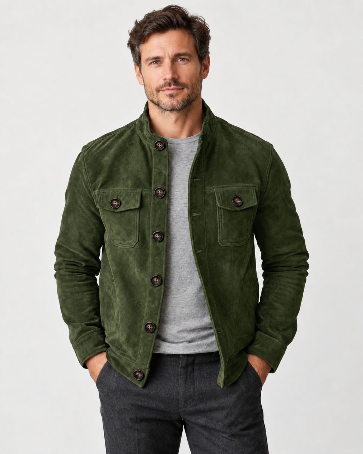 Callum – Faux Suede Stand-Collar Jacket