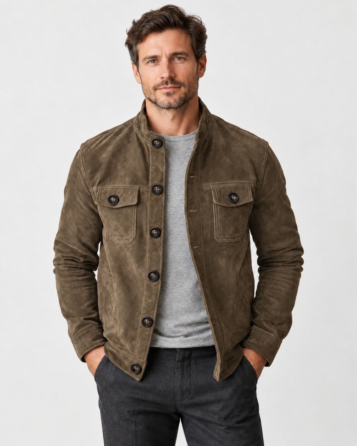 Callum – Faux Suede Stand-Collar Jacket