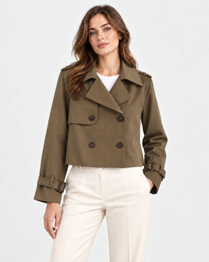 Clara – Cropped Double-Breasted Trench Jacket
