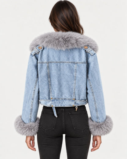 Odette – Fur-Trim Denim Jacket