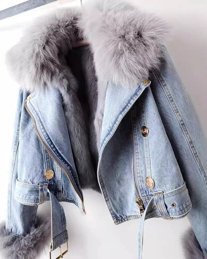 Odette – Fur-Trim Denim Jacket