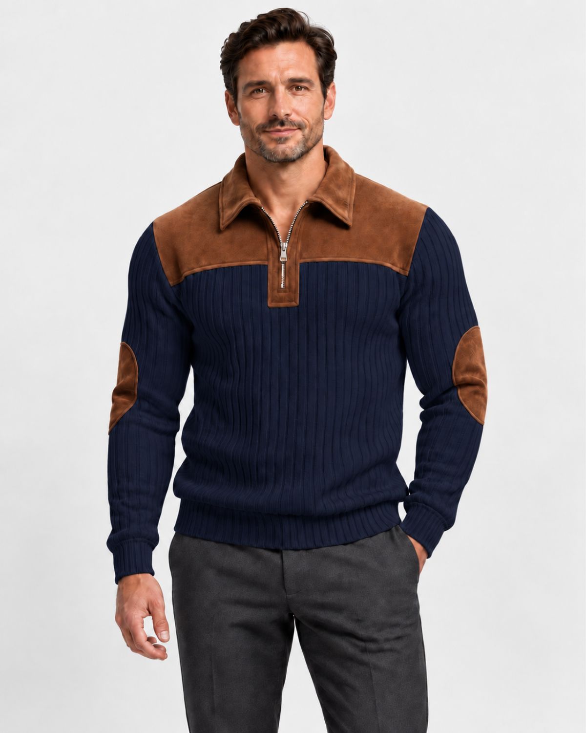 Alistair – Contrast Quarter-Zip Jumper