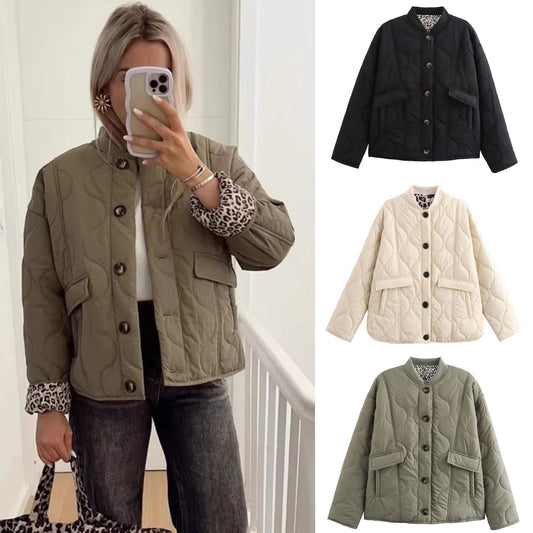 Women Leopard Print Cotton Jacket Loose Casual Coat